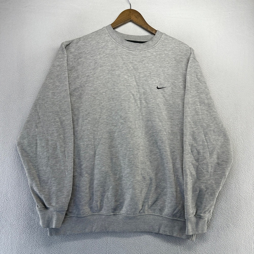 Vintage Nike Sweatshirt Mens XL Gray Crewneck Pullover Swoosh Embroidered y2k